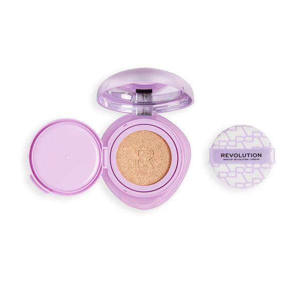 Revolution Superdewy Cushion Foundation Fair Neutral Warm, cushion foundation voor een dewy finish