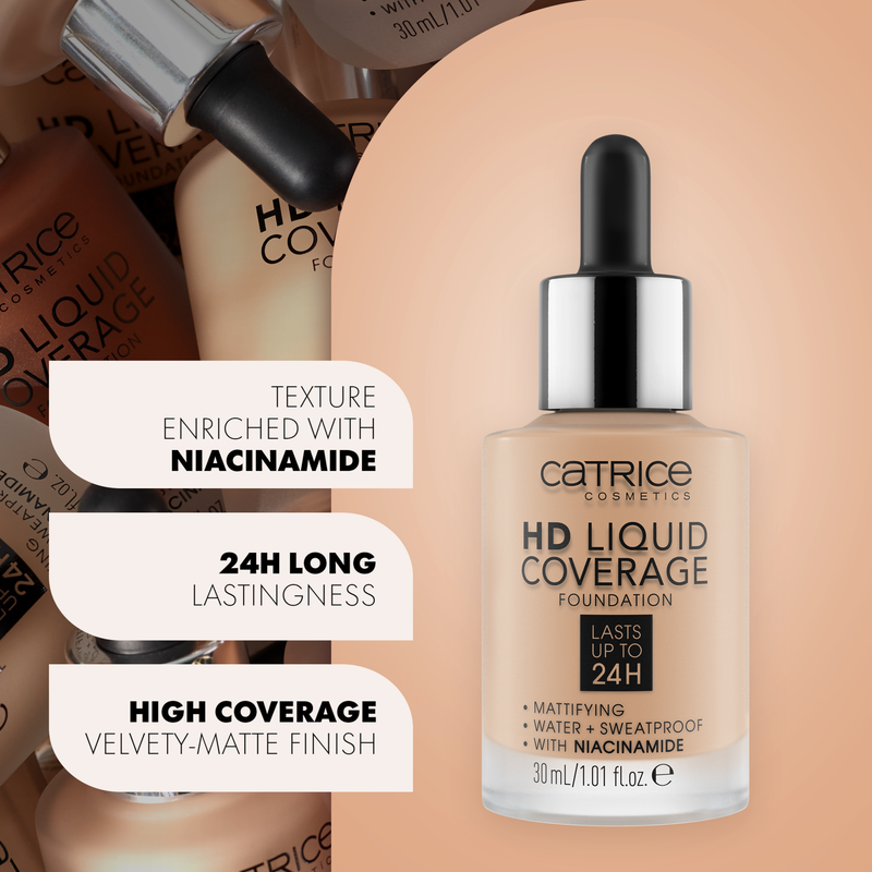 Catrice HD Liquid Coverage Foundation 032 Nude Beige, vloeibare foundation met hoge dekking, foto 5 van 7