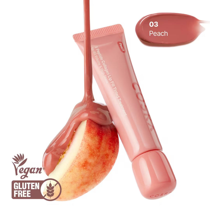 COSRX 5 Peptide Collagen Lip Fill Tinted Treatment 03 Peach, getinte lippenbalsem met collageen en peptiden, foto 3 van 8
