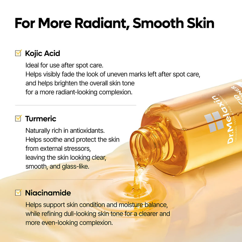 Dr. Melaxin Kojic Acid Turmeric Toner, toner voor een egale en stralende huid