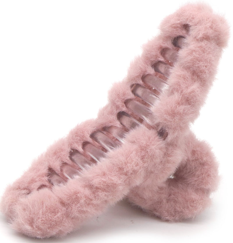Hair Musthaves Hair Claw Fluffy 12.5cm Pink, zachte pluizige haarclip in roze, foto 2 van 2