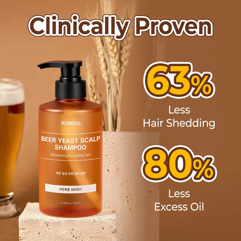 Kundal Beer Yeast Scalp Shampoo Herb Mint, shampoo met biergistextract voor gezonde hoofdhuid, foto 3 van 5