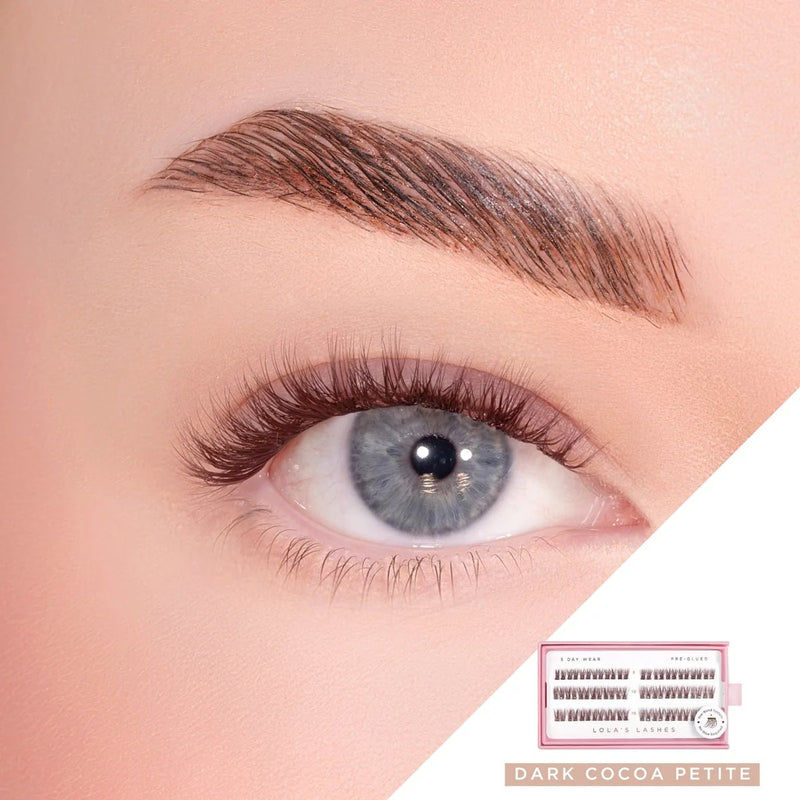 Lola's Lashes Pre-glued Lashes Dark Cocoa Petite Pack, voorgelijmde wimperclusters in bruin