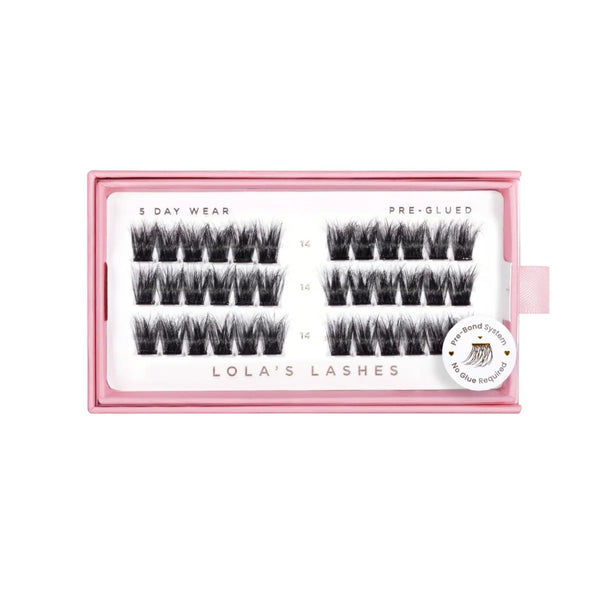 Lola's Lashes Pre-glued Lashes Wispy Volume 14mm, voorgelijmde wimperclusters voor volume en lengte