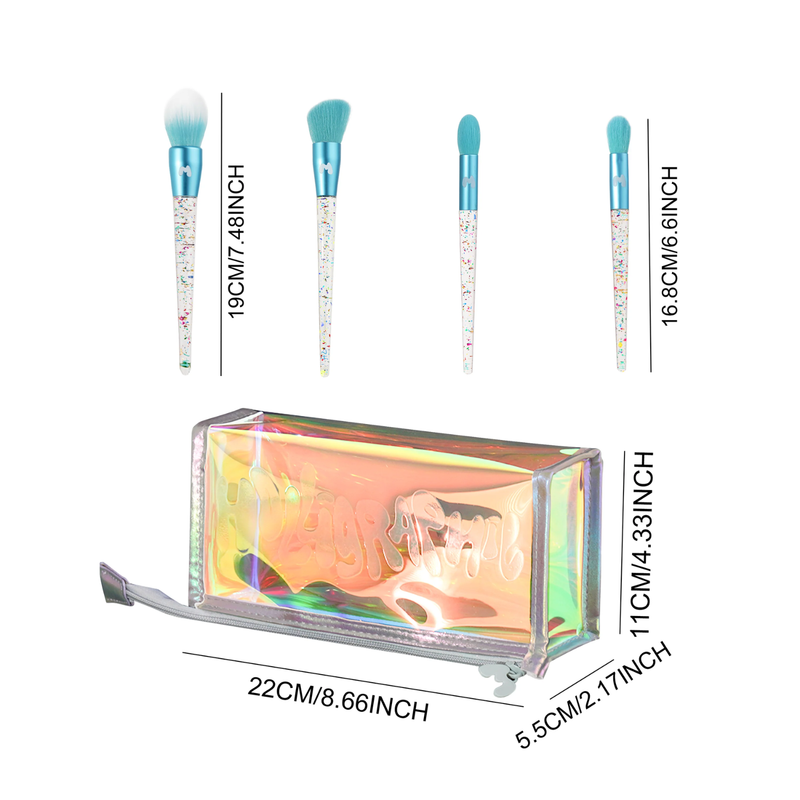 Made By Mitchell Holligraphic Prism 'n' Proper 4 Piece Face Brush Set & Bag