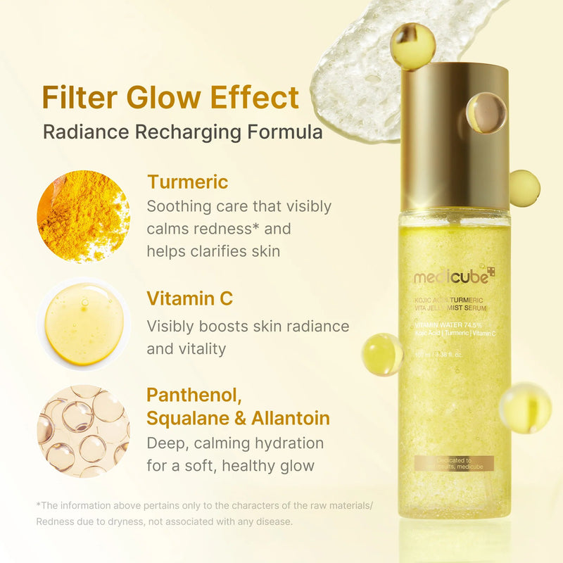 Medicube Kojic Acid Turmeric Vita Jelly Mist Serum, gezichtsmist met kurkuma en vitamine C