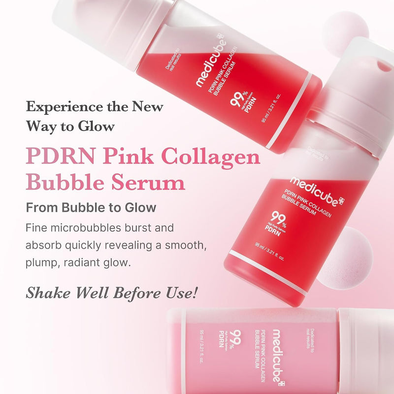 Medicube Pdrn Pink Collagen Bubble Serum, een hydraterend en versterkend gezichtsserum.