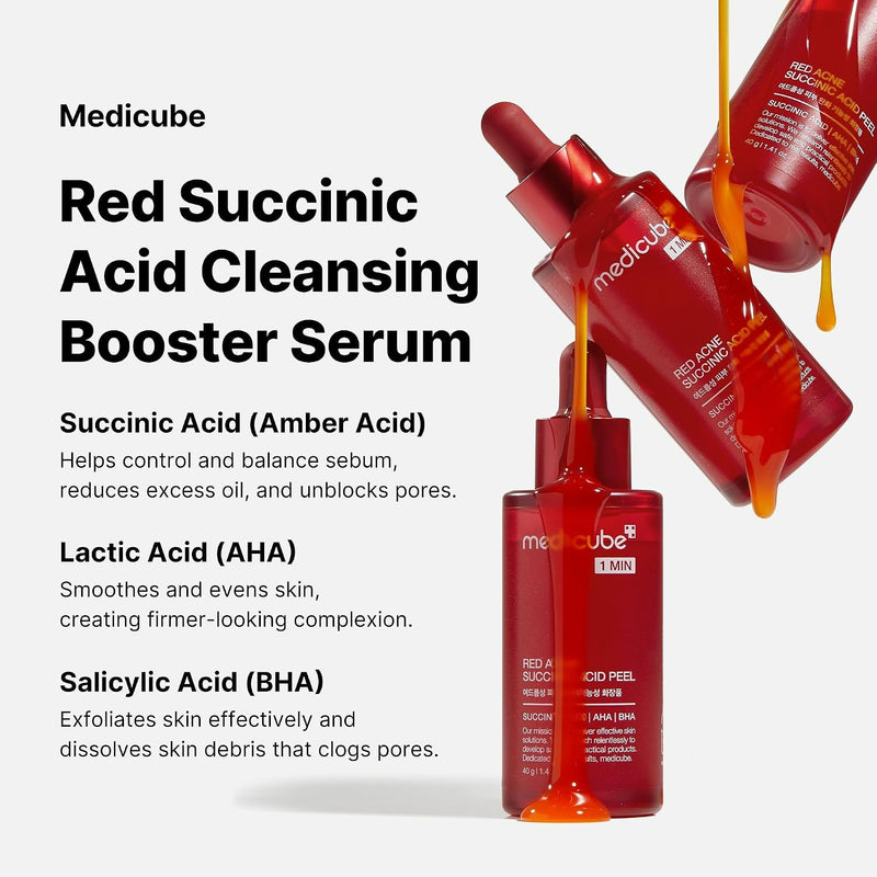 Medicube RED ACNE Succinic ACID Peel, exfoliant serum om acne en onzuiverheden te verminderen