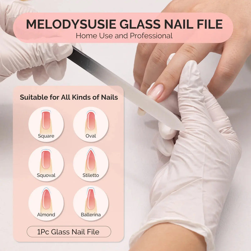 MelodySusie Double Sided 360 Grit Glass Nail File Set 4Pcs