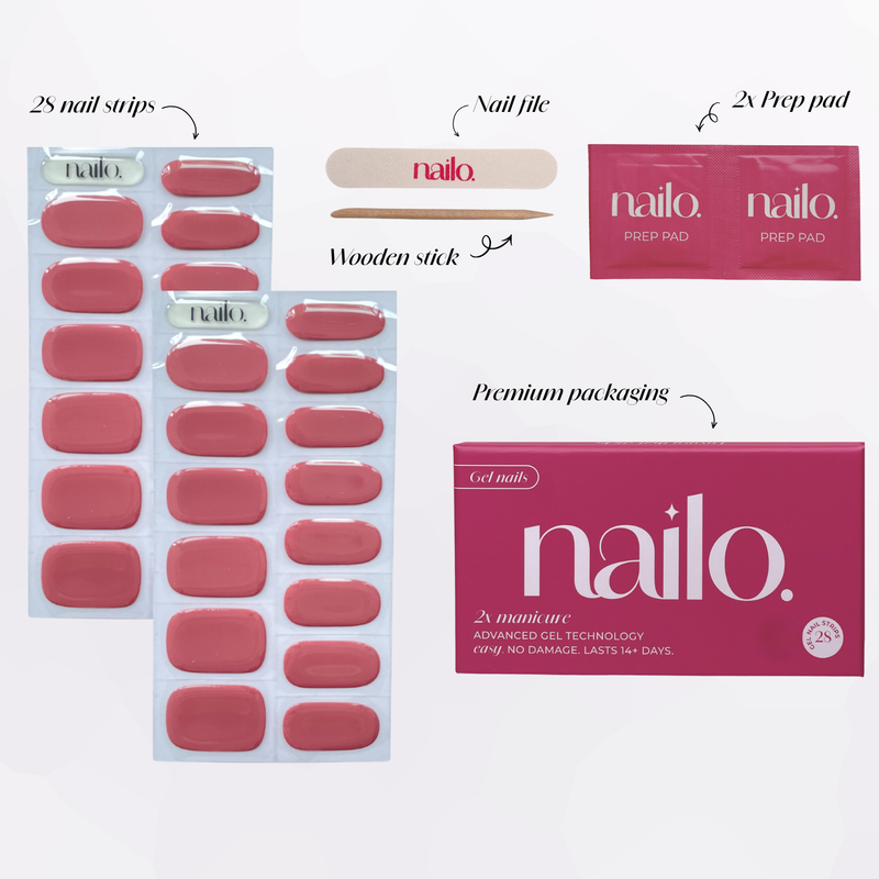 Nailo gellak stickers Vintage Rose, gedempt warm roze