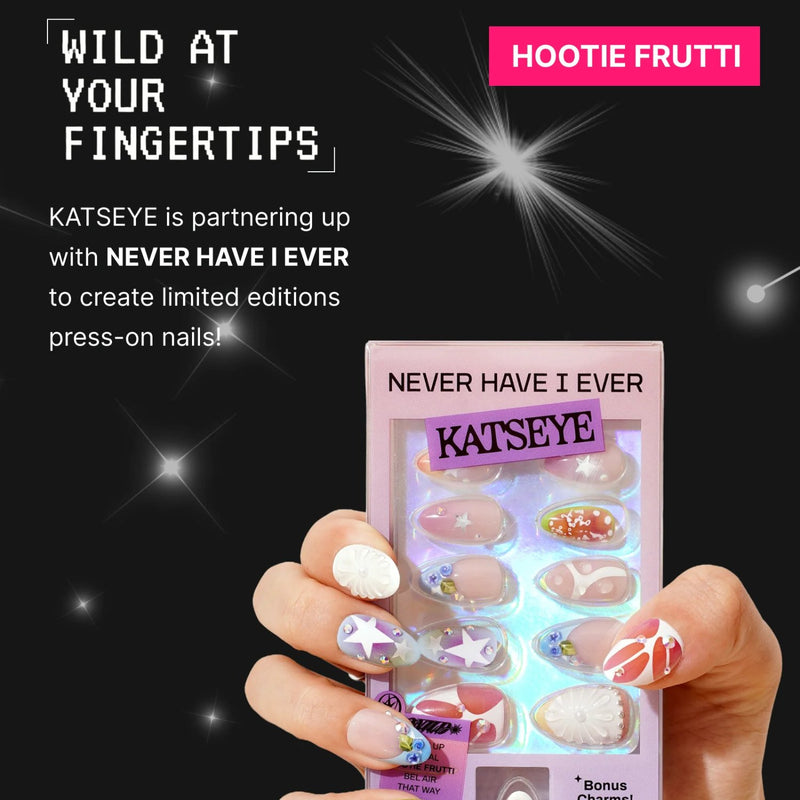 Never Have I Ever Press-on Nails Katseye Hootie Frutti, kleurrijke nepnagels met fruitig design., foto 5 van 5