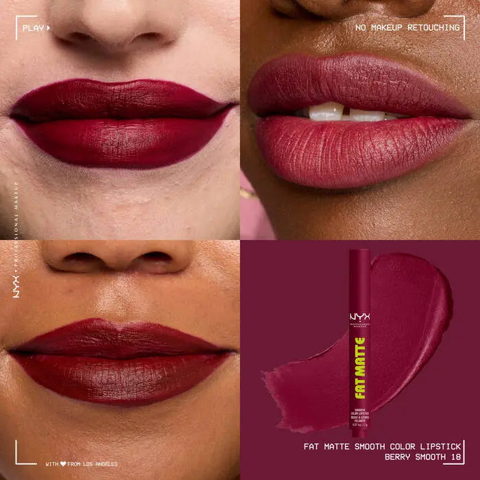 NYX Professional Makeup Fat Matte Smooth Color Lipstick Berry Smooth