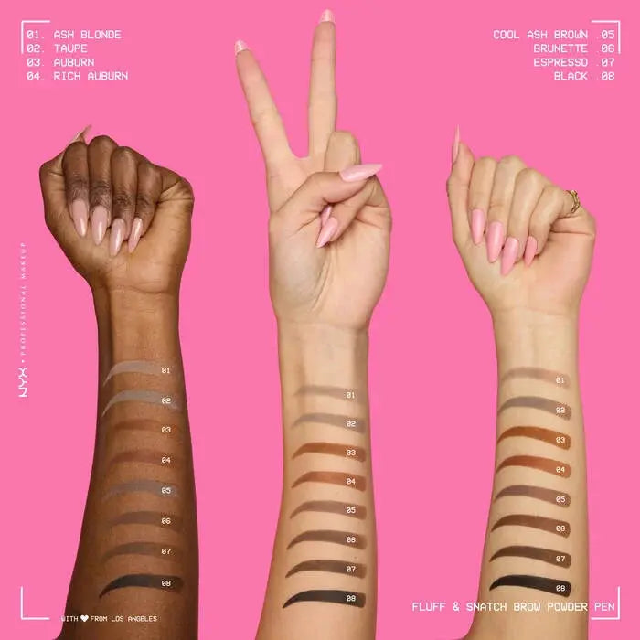 NYX Professional Makeup Fluff N Snatch Powder Pen Ash Blonde, wenkbrauwpen voor het opvullen en definiëren van wenkbrauwen