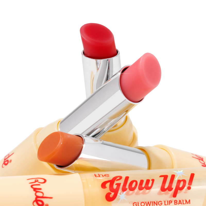Rude Cosmetics The Glow Up! Glowing Lip Balm Blush Veil, hydraterende lipbalm met gepersonaliseerde kleur, foto 3 van 9