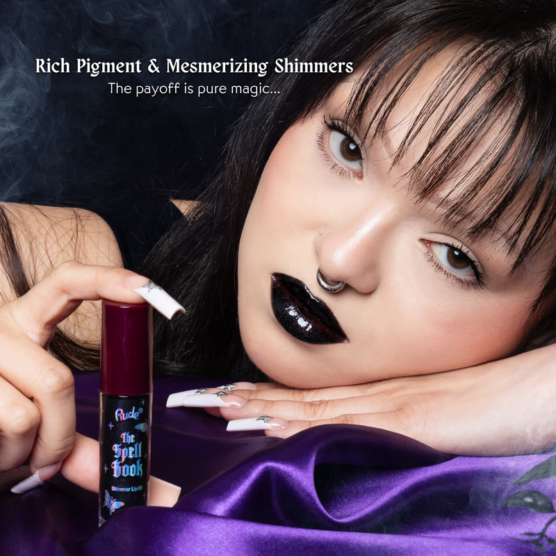 Rude Cosmetics The Spell Book Collection Shimmer Lip Oil Voidkiss, shimmer lipolie, foto 3 van 7