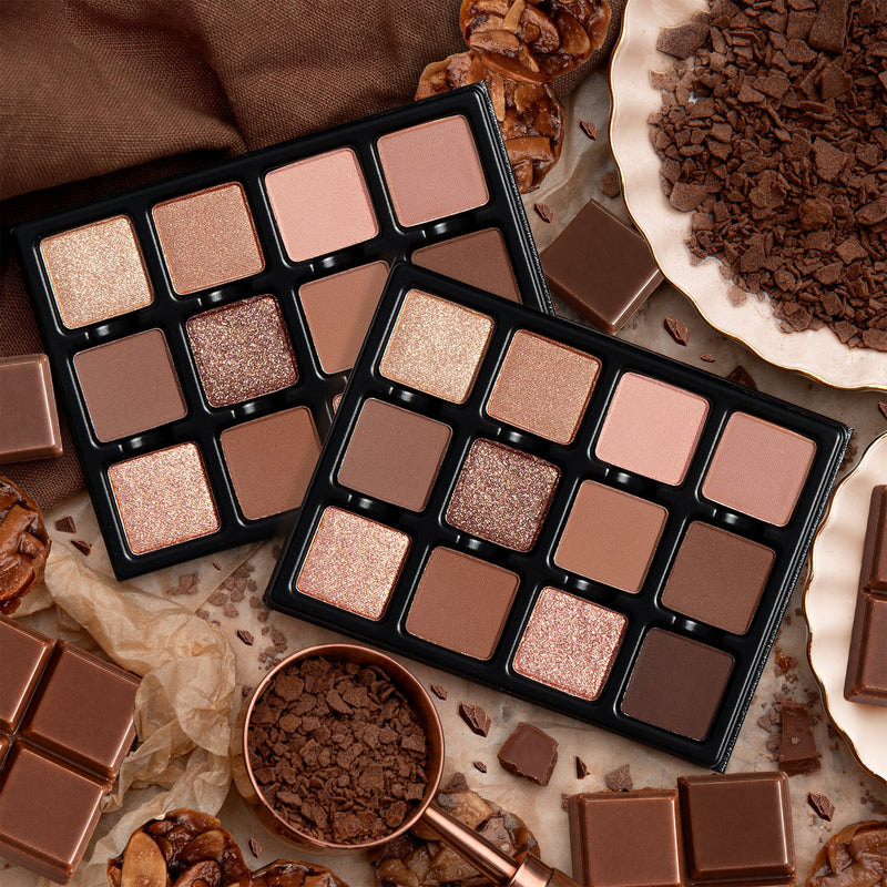 Viseart Praline Dulce Étendu oogschaduwpalette met 12 warme, aardse tinten