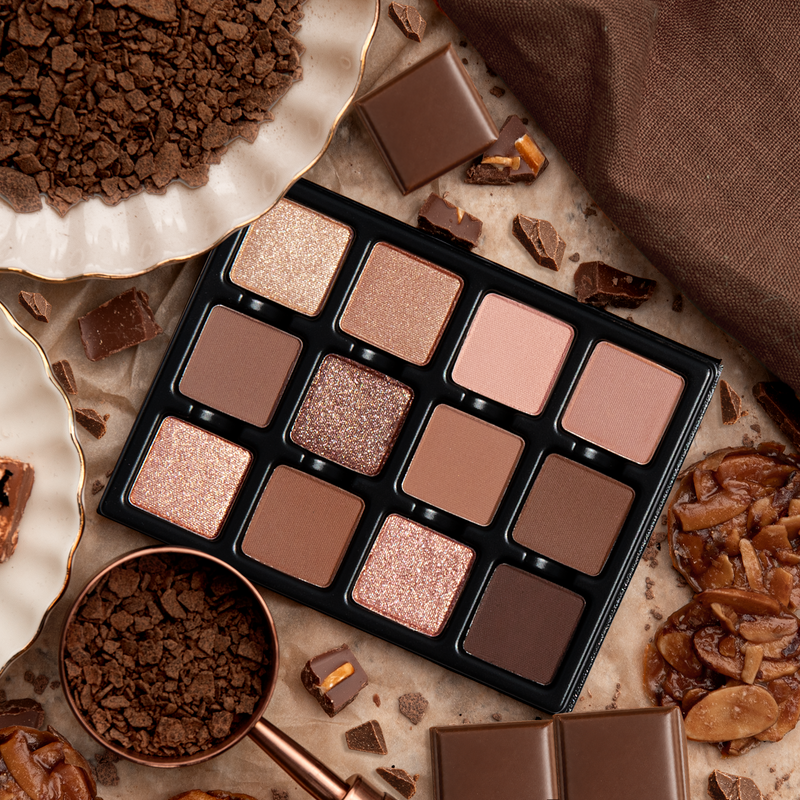 Viseart Praline Dulce Étendu oogschaduwpalette met 12 warme, aardse tinten