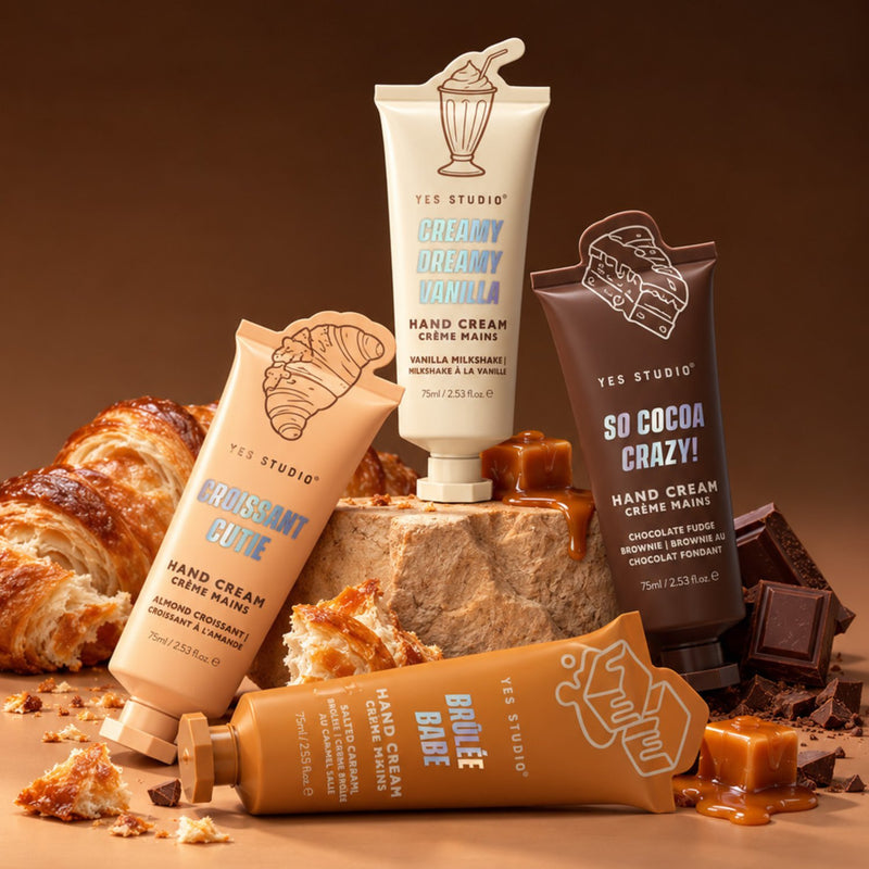 Yes Studio Gourmand Hand Cream Set 4pc, met vanille, amandel, karamel en chocolade geur