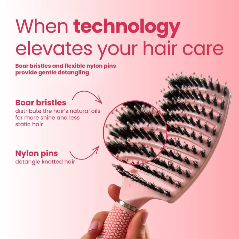 Yuaia Haircare Curved Paddle Brush with Boar Bristles, haarborstel met zwijnenharen, foto 5 van 5