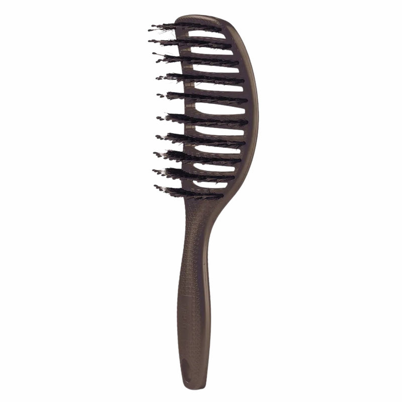 Yuaia Haircare Curvy Brush with Boar Bristles Soft Espresso, borstel voor glanzend haar