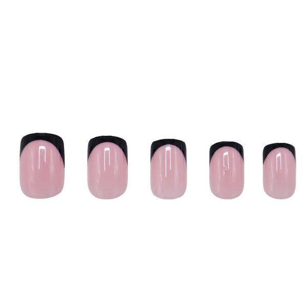 Boozyshop Press On French Nails Black / Pink