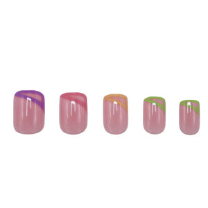 Press On French Nails Triangle Multicolor
