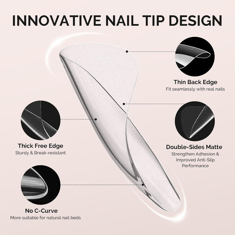 Short Square Toe X Nail Tips 300pcs 15 Sizes