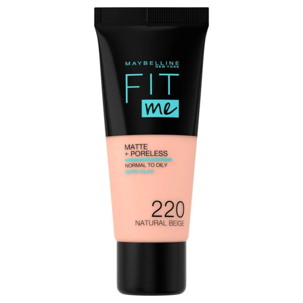 Maybelline Fit Me Matte and Poreless Foundation 220 Natural Beige, matte vloeibare foundation