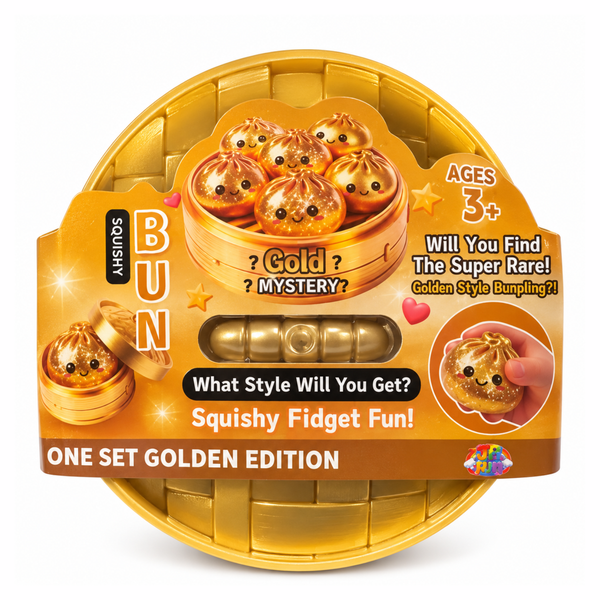 Verpakking van de Mystery Dumpling Squishy Gold Edition
