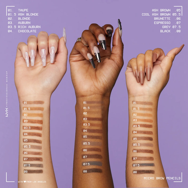 NYX Professional Makeup Micro Brow Pencil Auburn, wenkbrauwpotlood met spoolie, foto 3 van 4