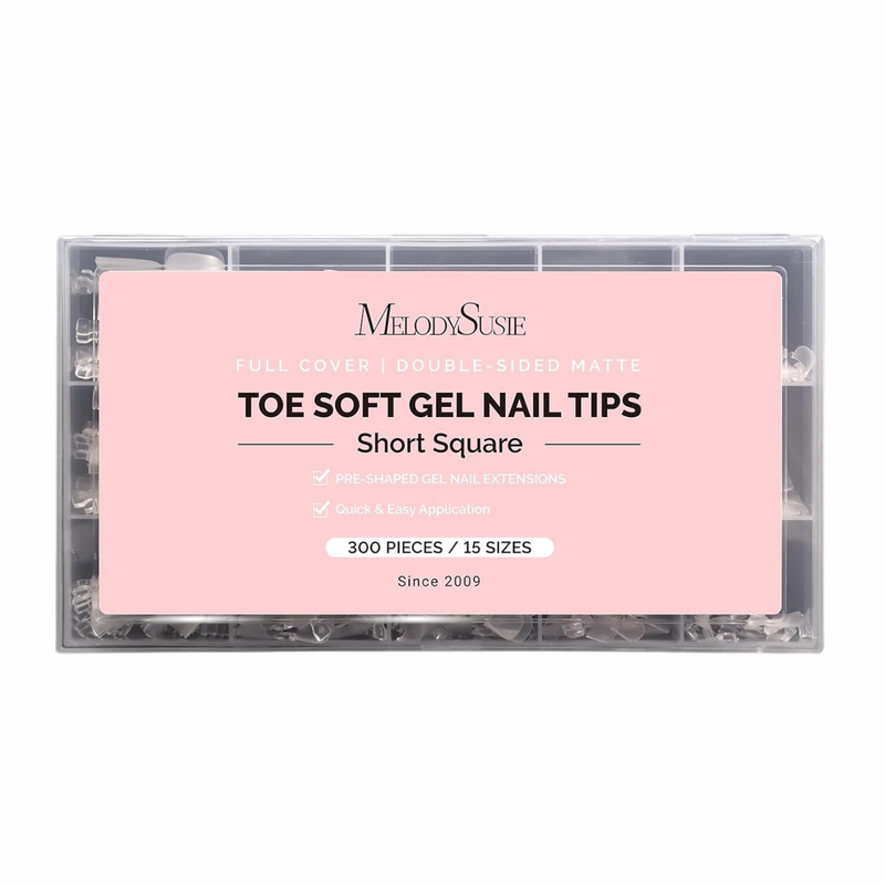 Short Square Toe X Nail Tips 300pcs 15 Sizes