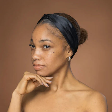 African Fabs Satin Headband With Twist Black