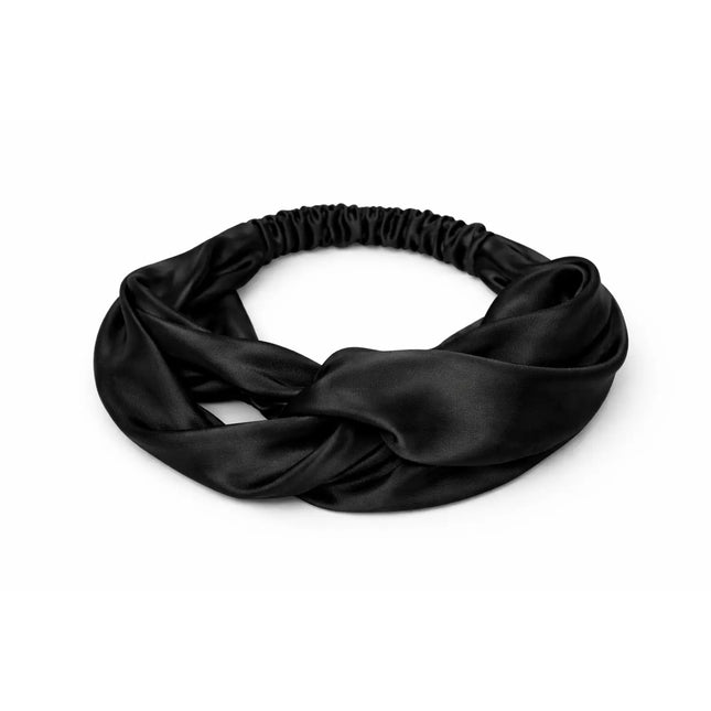 African Fabs Satin Headband With Twist Black