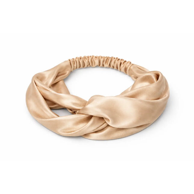 African Fabs Satin Headband With Twist Khaki