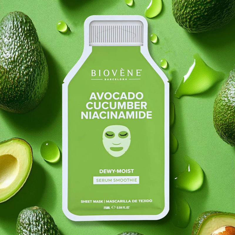 Biovene Avocado + Niacin Dewy Moist! Smoothie Serum Sheet Mask With Firming Niacinamide, Cucumber And Avocado