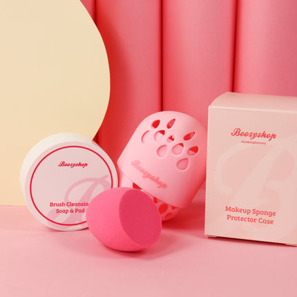 Boozyshop Makeup Sponge Hot Pink + Case Set