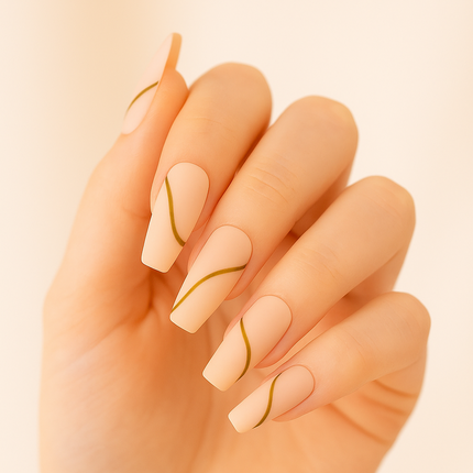 Boozyshop Press On French Nails Nude Goldstrike
