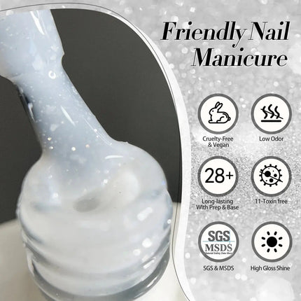 Born Pretty Jelly Nude Snow Glitter Gel JN90