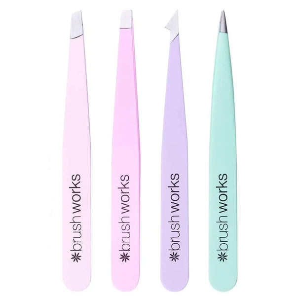 Brushworks 4 Piece Combination Tweezer Set Pastels