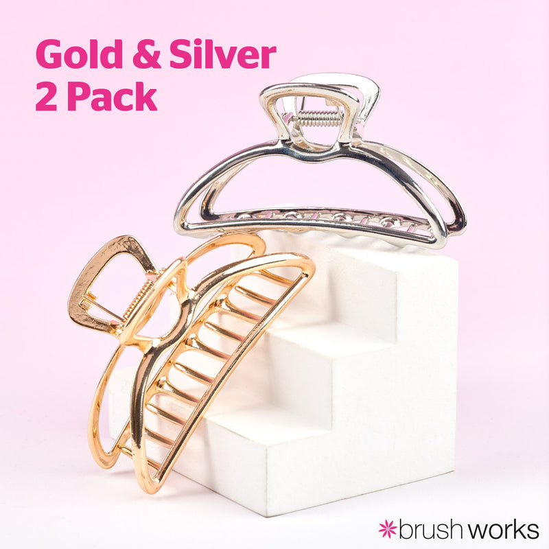 Brushworks Elegant Metal Claw Clips 2 Pack