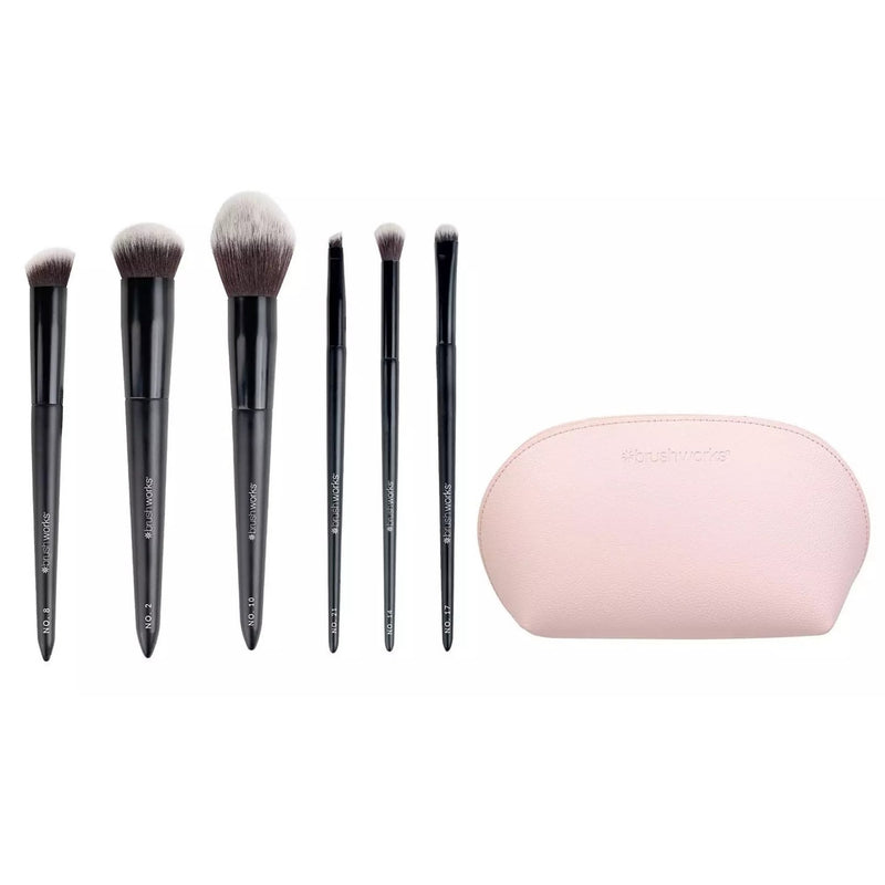 Brushworks Essentials Makeup Brush Set, complete set van zes make-up kwasten met etui