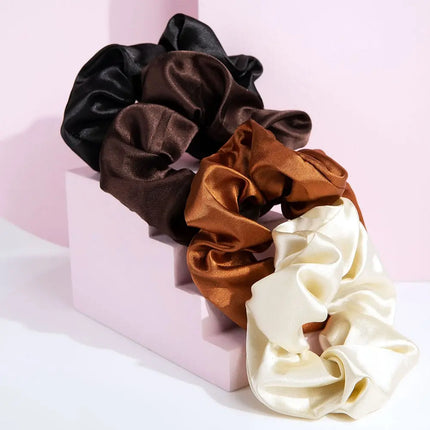 Brushworks Nude Satin Scrunchies Set