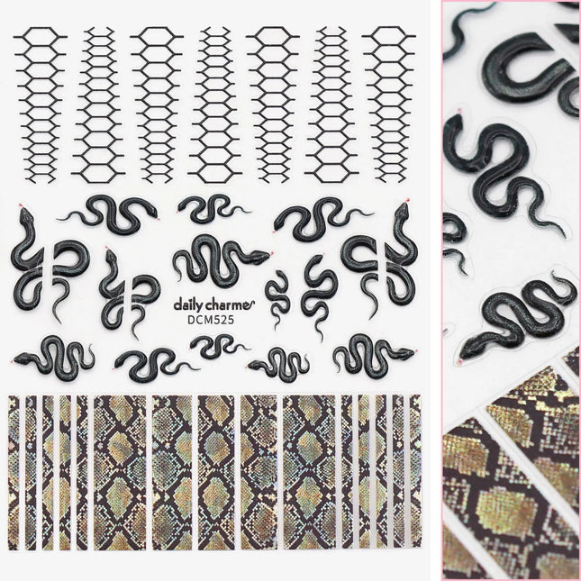 Daily Charme 3D Embossed Nail Art Sticker Holo Sunbeam Snake