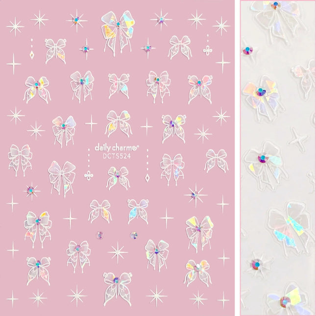 Daily Charme Bejeweled Nail Art Sticker Dreamy Ribbon Bows