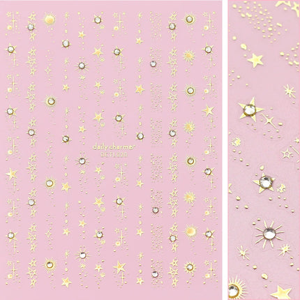 Daily Charme Bejeweled Nail Art Sticker Starstruck Gold