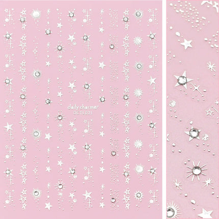 Daily Charme Bejeweled Nail Art Sticker Starstruck Silver
