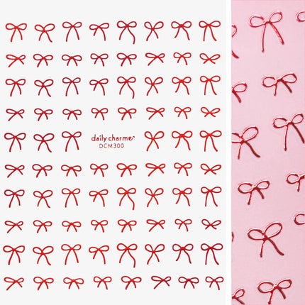 Daily Charme Kawaii Nail Art Sticker Coquette Bows Metallic Red