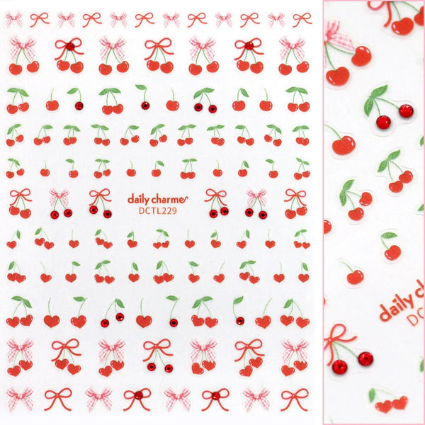 Daily Charme Valentine Bejeweled Nail Art Sticker Coquette Cherry