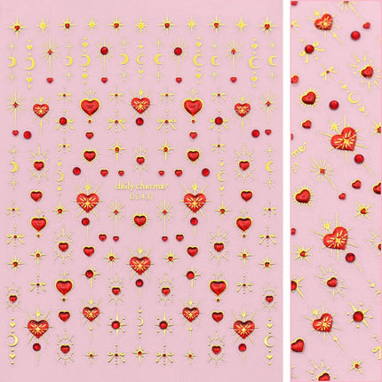 Daily Charme Valentine Bejeweled Nail Art Sticker Starcrossed Hearts