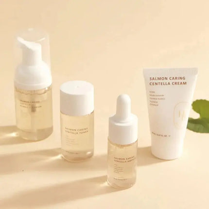 Heveblue Salmon Caring Centella Special Travel Kit Bag Set